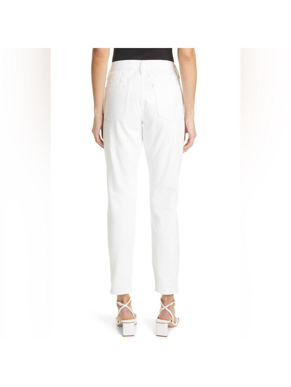 NWT Frame Le Garcon White Mid Rise Straight fit Ripped Denim Jeans- Size 27 - Picture 5 of 9